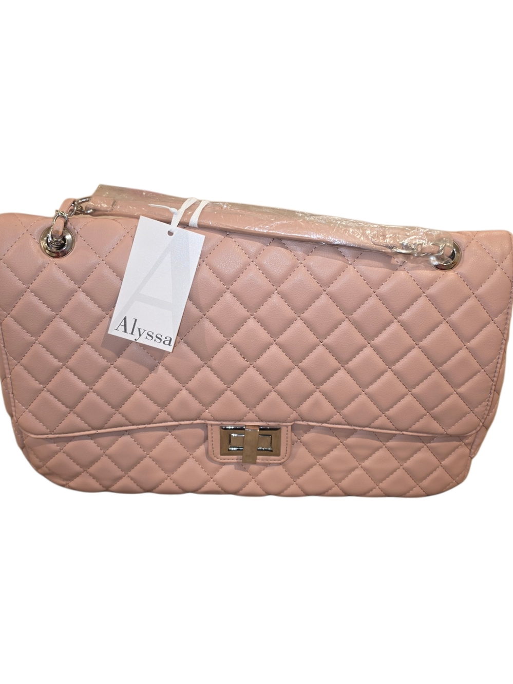 Brand New - Extra Large Blush Pink Messenger Bag with Chain Strap